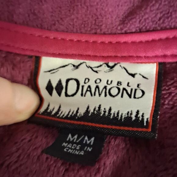 Sporty Berry Pink Double Diamond Skiing Jacket Size M Adjustable Cuffs Mock Neck - Picture 14 of 14